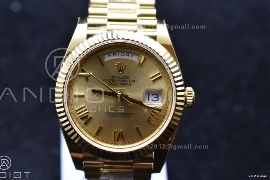 YG Bracelet 658 1:1 40 Weight) Edition Gold Dial Day VR3255 Date Best ARF (Gain Stretchable President 228238 On Roman 0523